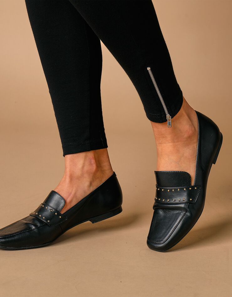 Legging bas de jambe zippé, taille élastiquée (noir 2)