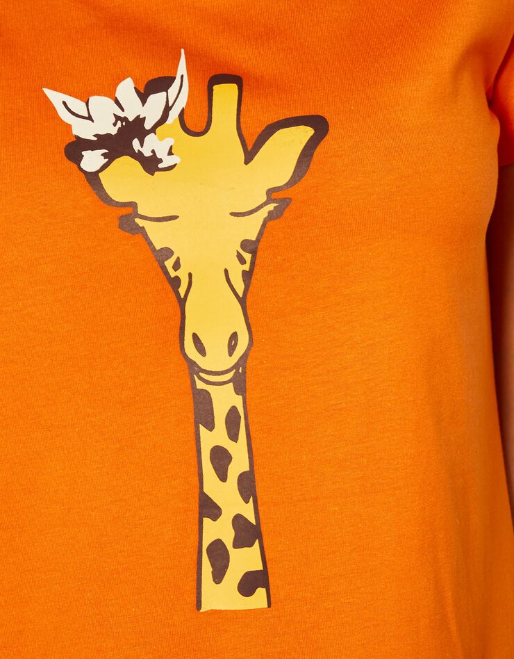 Chemise de nuit courte en coton motif Girafe manches courtes (orange)
