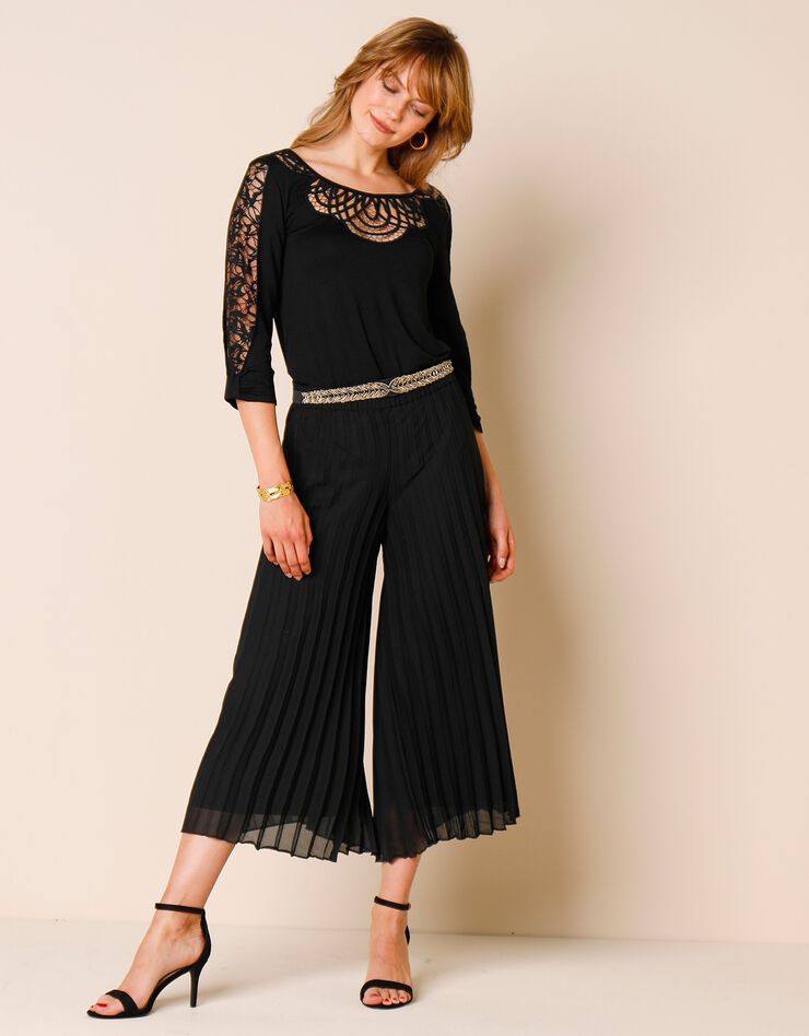 Tee-shirt dentelle manches 3/4 (noir) Tee-shirt dentelle manches 3/4 (noir)