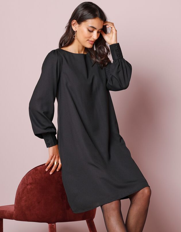 Robe housse évasée unie (noir)