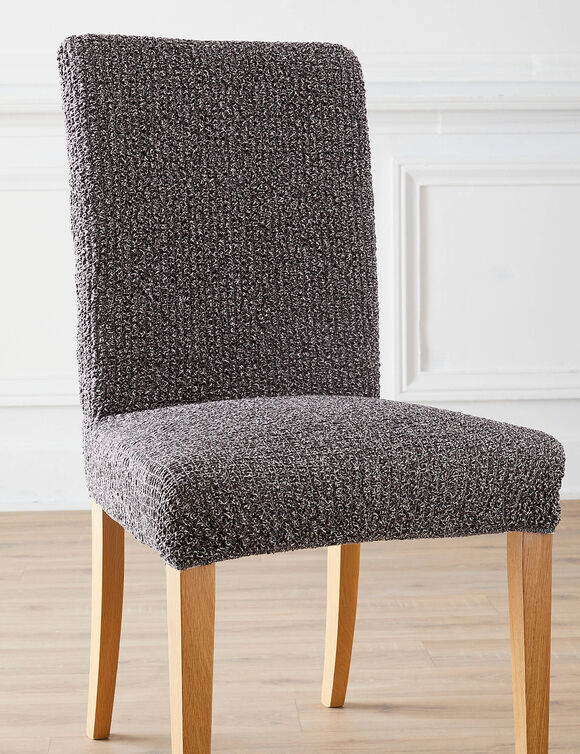 Housse microfibre bi-extensible gaufrée spéciale chaise  (gris)