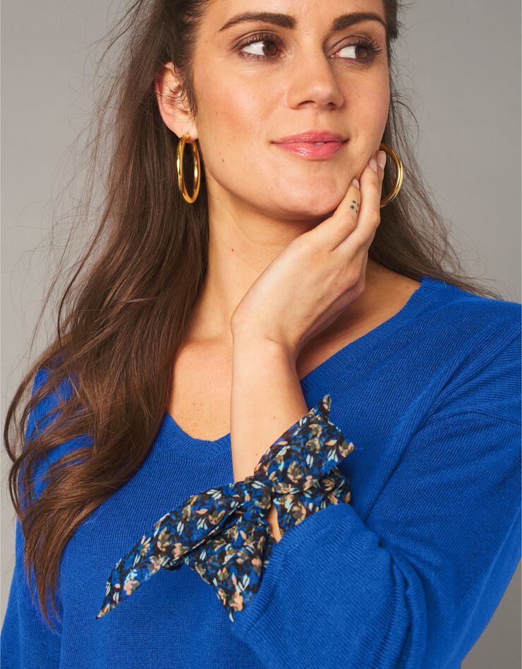 Pull bi-matière effet 2en1, toucher cachemire (bleu dur) Pull bi-matière effet 2en1, toucher cachemire (bleu dur)