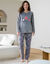 Pyjama pantalon polaire "&eacute;toiles", toucher peluche (gris / rose)
