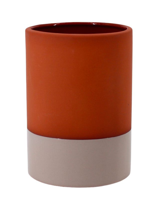 Vase cylindrique en céramique, bicolore - hauteur 17 cm (blanc)