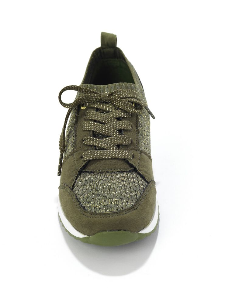 Baskets compensées à enfiler en maille irisée - kaki (kaki) Baskets compensées à enfiler en maille irisée - kaki (kaki)