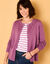 Cardigan boutonné, coton mélangé (parme)