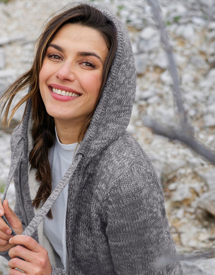 Gilet zippé fourré maille moulinée (gris chiné) Gilet zippé fourré maille moulinée (gris chiné)