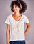 T-shirt col V imprimé doré (blanc)