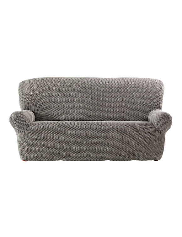 Housse texturée bi-extensible spéciale canapé fauteuil à accoudoirs (gris chiné)