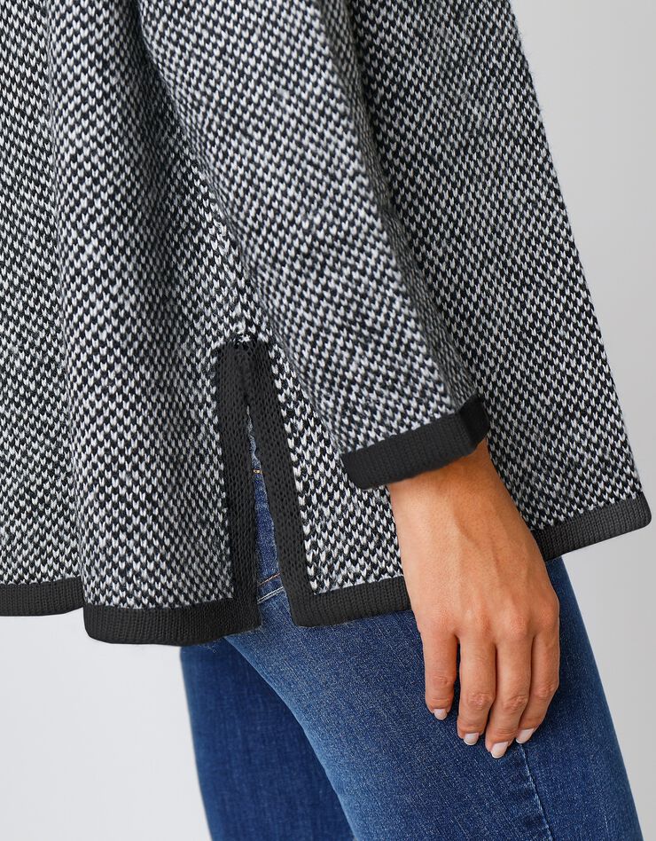 Gilet cape maille jacquard (noir chiné)