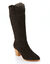 Bottes hautes santiags, cuir su&eacute;d&eacute; (noir)