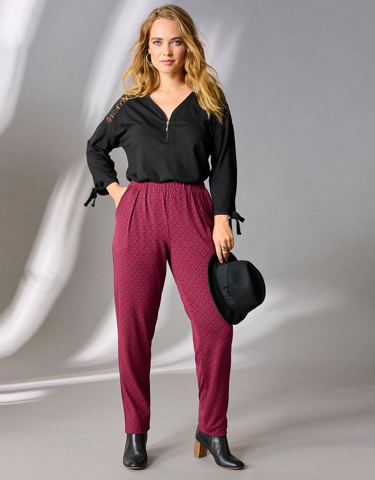 Pantalon maille imprimé (bordeaux / noir) Pantalon maille imprimé (bordeaux / noir)