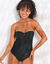 Maillot de bain 1 pièce bustier Solaro uni , bretelles amovibles (noir)