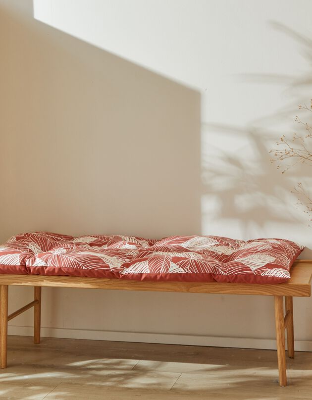 Long coussin déco coton imprimé feuillage (terracotta)