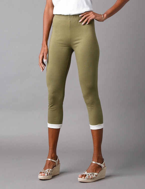 Legging 3/4 taille élastiquée (bronze / ivoire)