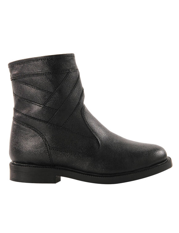 Botillons zipp&eacute;s cuir fourr&eacute;s laine - jusqu'au 46 (noir)