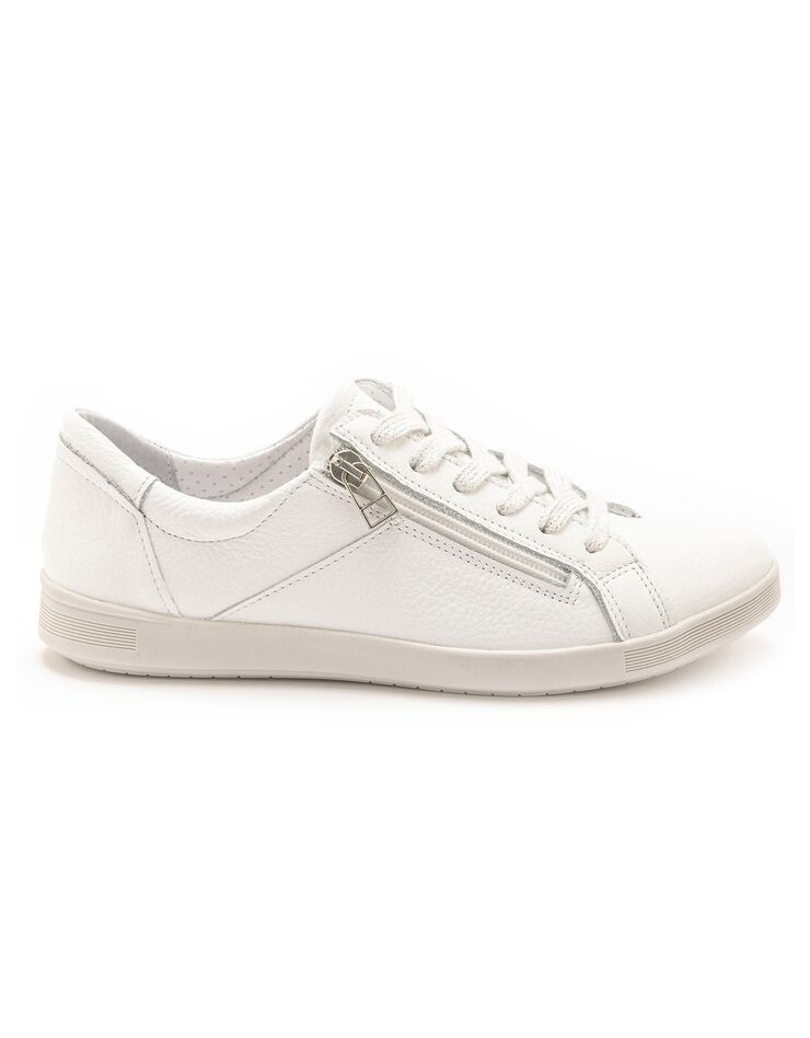 Baskets cuir lacées et zippées - blanc (blanc)
