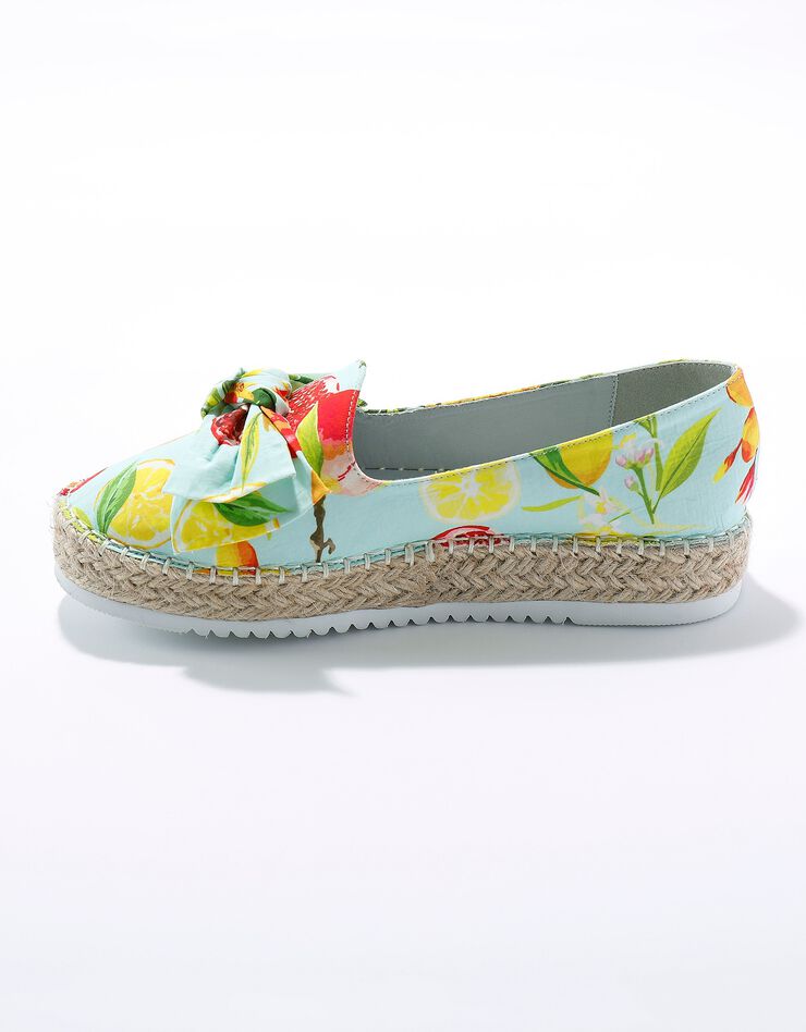 Mocassins espadrilles imprimées à noeud semelle corde crantée (multicolore) Mocassins espadrilles imprimées à noeud semelle corde crantée (multicolore)