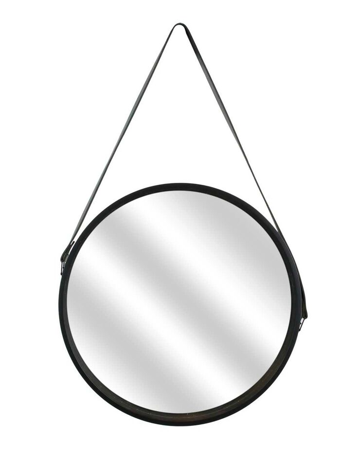Miroir mural rond type barbier avec anse (noir)