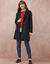 Manteau mi-long à col tailleur, boutonnage croisé (marine)