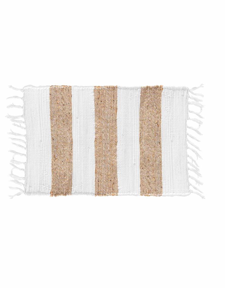 Tapis rectangulaire rayé bicolore à franges (bicolore) Tapis rectangulaire rayé bicolore à franges (bicolore)