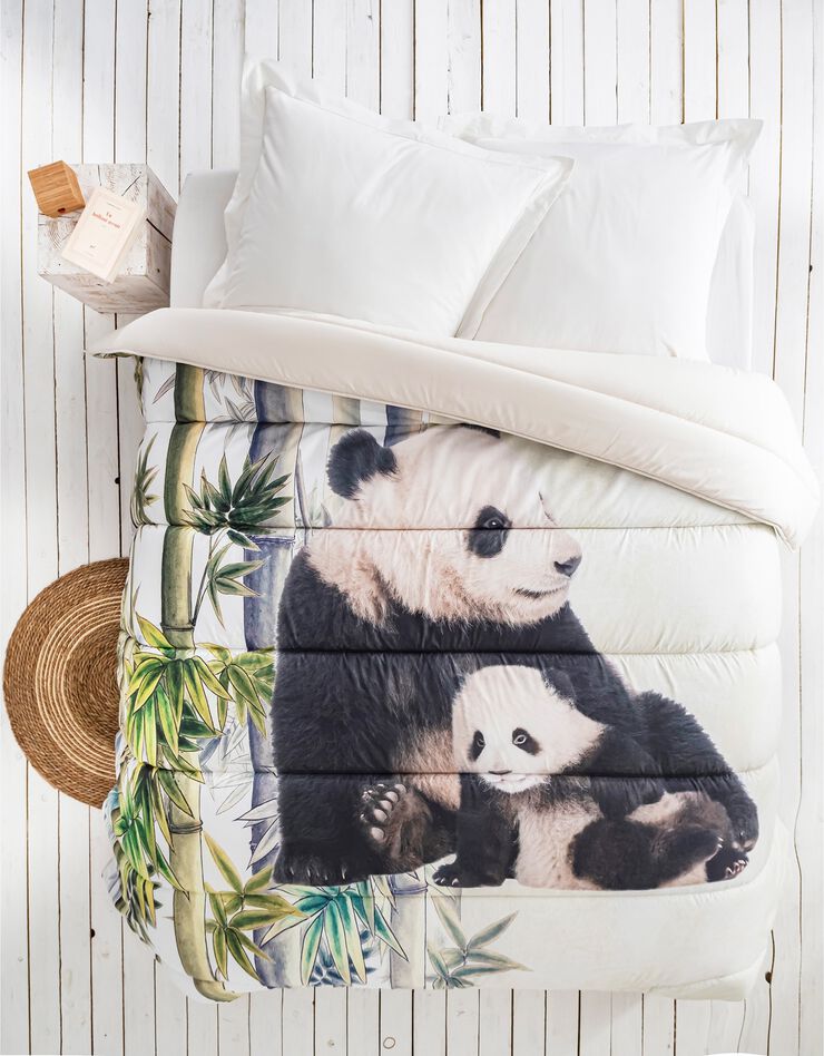 Couette microfibre impression photo pandas 400 g/m² (vert / noir)