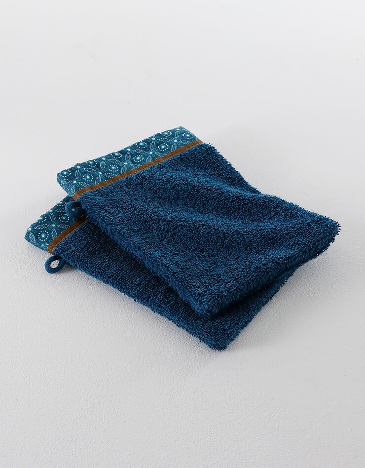 Éponge coton liteau motif géométrique - 420 g/m² (bleu paon) Éponge coton liteau motif géométrique - 420 g/m² (bleu paon)