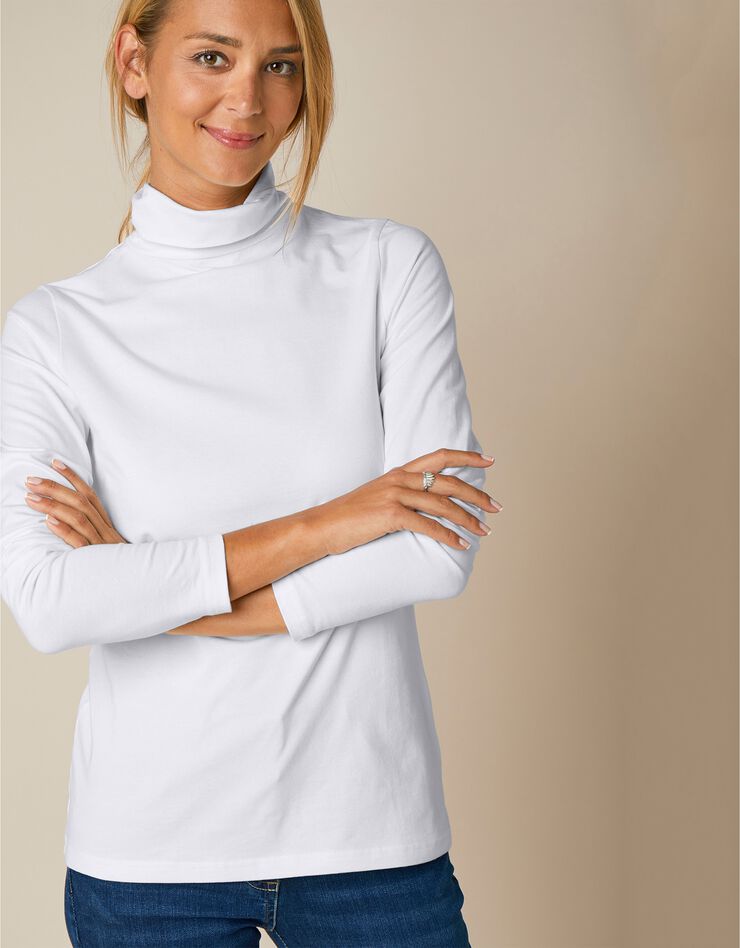 Sous-pull col roulé coton stretch uni (blanc cassé) Sous-pull col roulé coton stretch uni (blanc cassé)