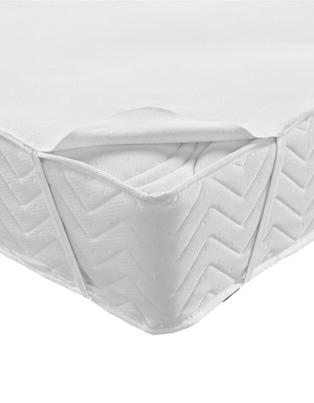 Protège-matelas molleton absorbant 400 g/m2 forme plateau (blanc)