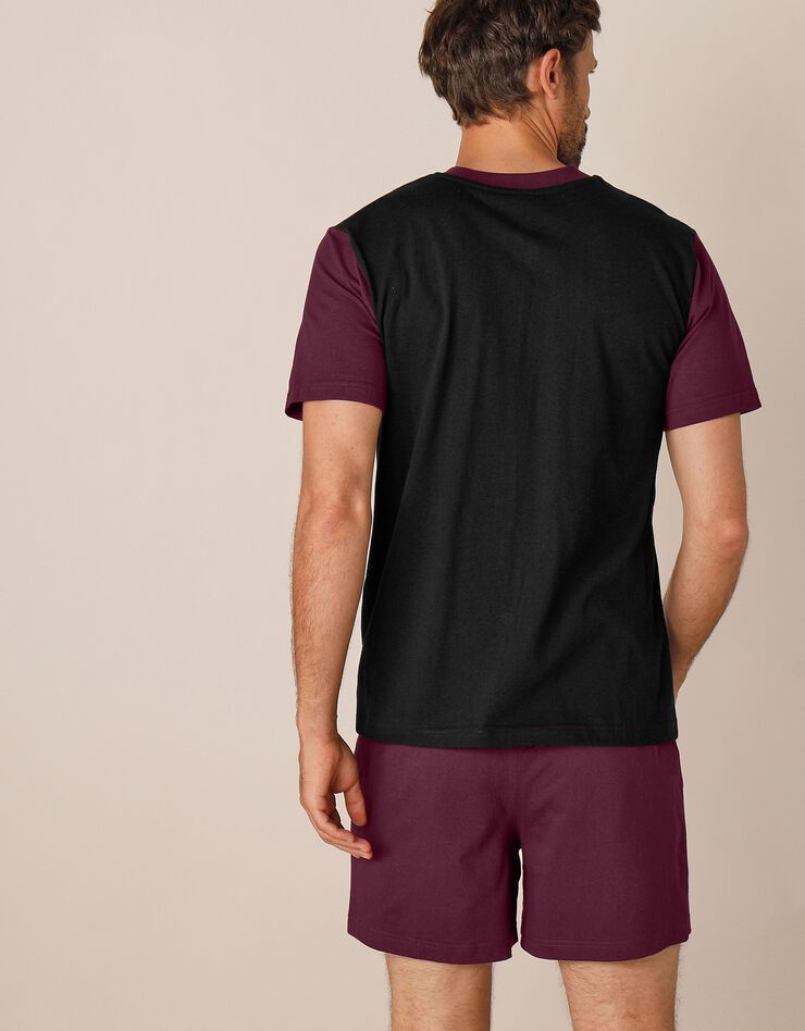 Pyjama short tricolore - lot de 2 (bordeaux / gris) Pyjama short tricolore - lot de 2 (bordeaux / gris)