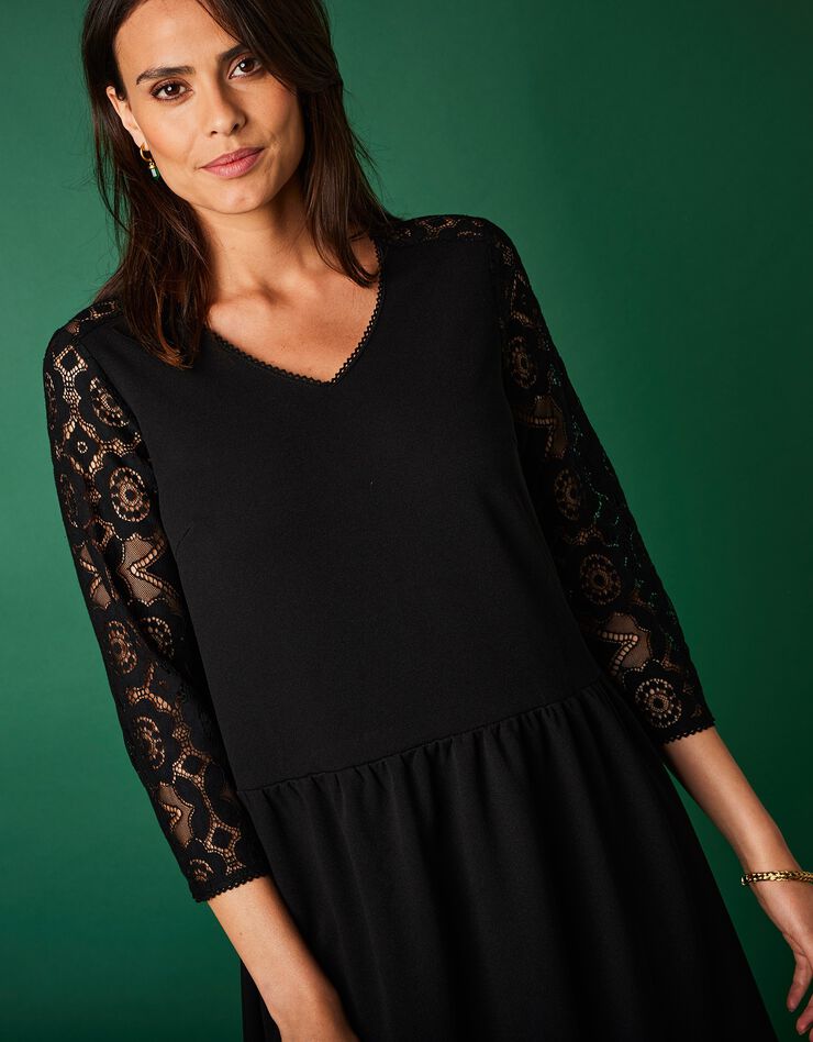 Robe avec dentelle (noir)