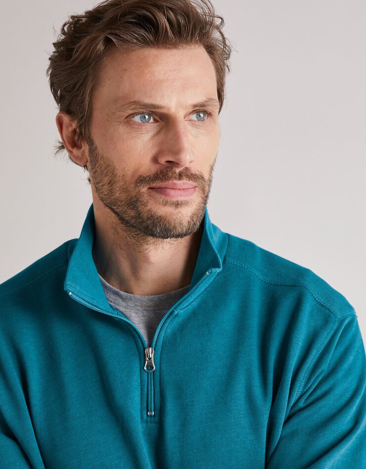 Sweat molleton col camionneur zippé (bleu canard) Sweat molleton col camionneur zippé (bleu canard)