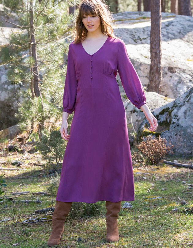Robe manches 3/4 unie (violine)