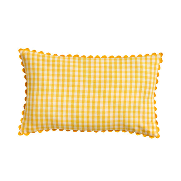 Coussin rectangulaire petits carreaux coton (jaune)