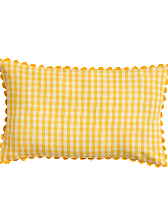 Coussin rectangulaire petits carreaux coton (jaune)