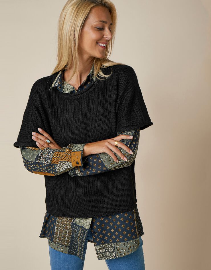 Pull poncho manches coudes (noir) Pull poncho manches coudes (noir)