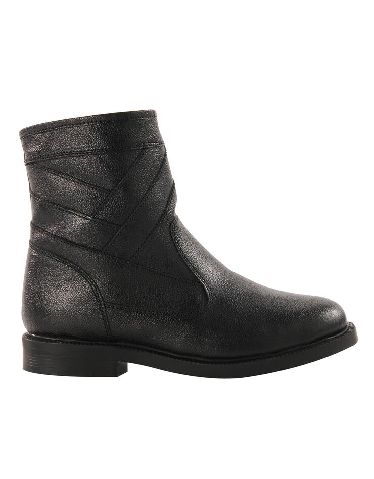 Botillons zippés cuir fourrés laine - jusqu'au 46 (noir) Botillons zippés cuir fourrés laine - jusqu'au 46 (noir)