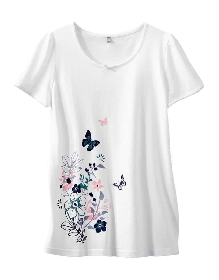 Tee-shirt imprimé placé bucolique - manches courtes (blanc)