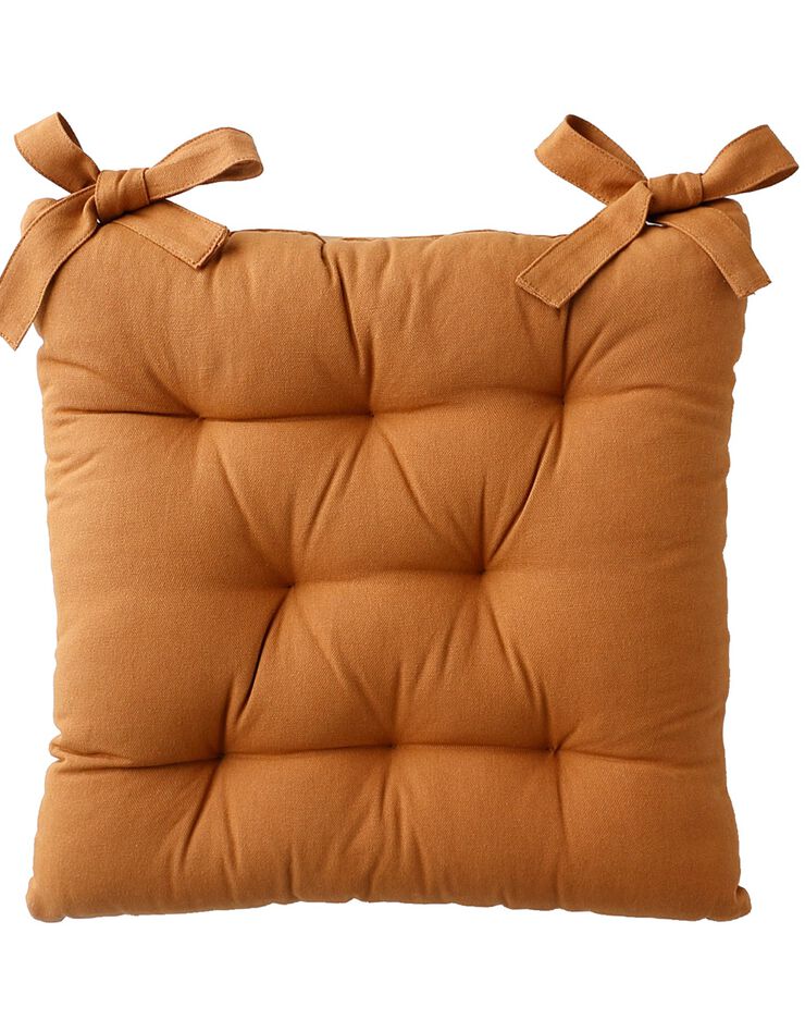 Galette de chaise carrée unie coton bachette - lot de 2 (caramel)