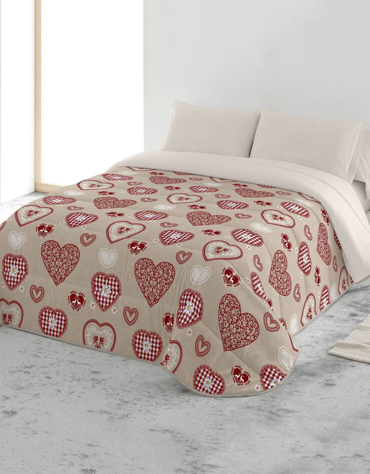Couette microfibre imprimée chalet 200 g/m² (rouge / beige)