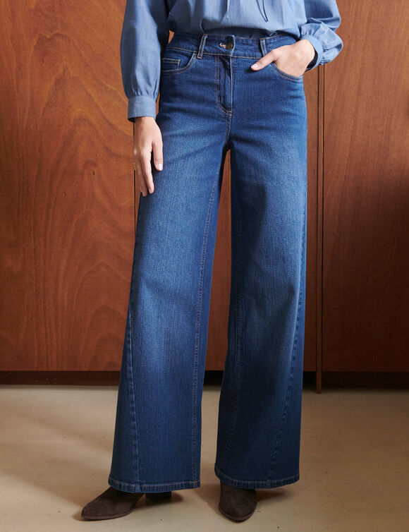 Jean large, couture fantaisie (stone)