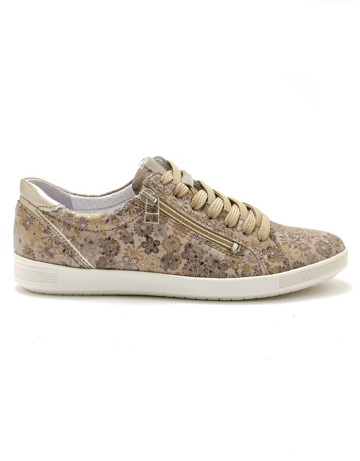 Baskets cuir imprimée beige - grande largeur (beige) Baskets cuir imprimée beige - grande largeur (beige)