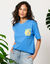 T-shirt loose imprim&eacute; limonade, jersey (bleu)