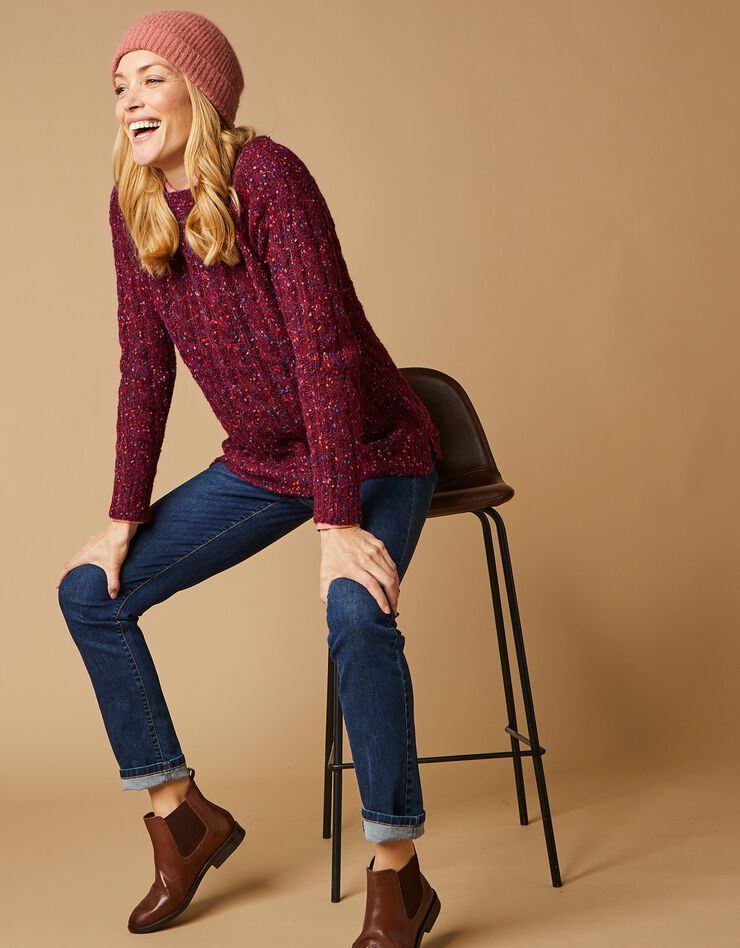 Pull col bateau maille bouclette (prune) Pull col bateau maille bouclette (prune)