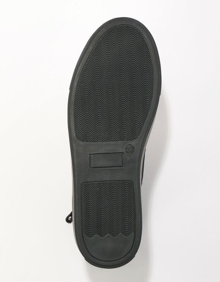 Baskets montantes zippées en cuir et croûte de cuir  (noir)