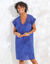 Robe macramé, crépon coton (bleu dur)
