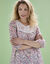 Blouse macramé imprimée, voile plumetis (bois de rose)