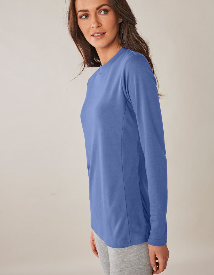 Tee-shirt thermique col montant - manches longues (bleu jean)