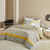 Linge de lit Marlow en coton motifs géométriques (gris / jaune)