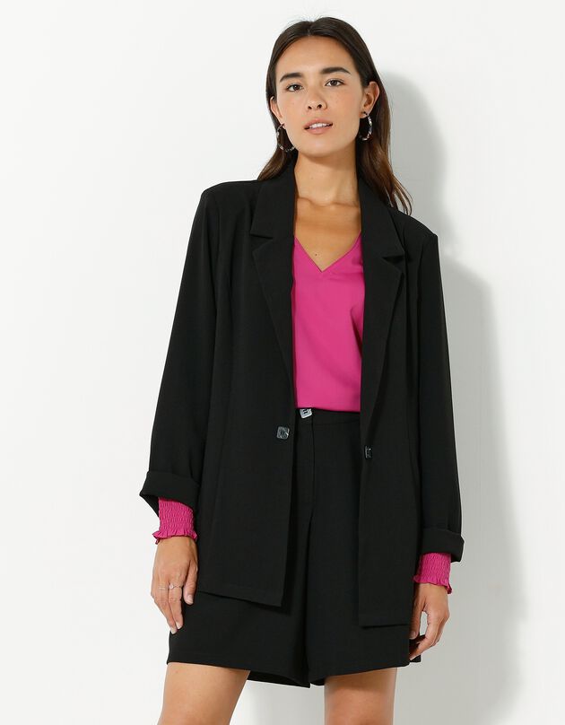 Veste blazer fluide manches longues (noir)
